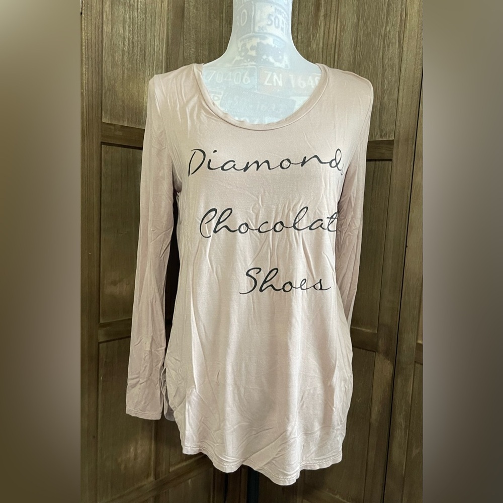 DIAMONDS CHOCOLATE SHOES graphic long sleeve tee.
